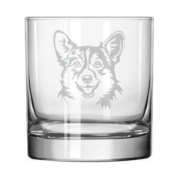 11 oz Rocks Whiskey Old Fashioned Glass Gift Corgi Face