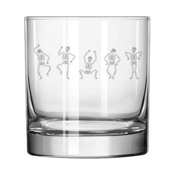 11 oz Rocks Whiskey Old Fashioned Glass Gift Dancing Skeletons Halloween