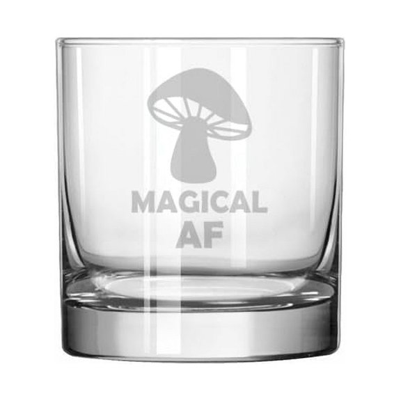 11 oz Rocks Whiskey Old Fashioned Glass Gift Magical AF Mushroom