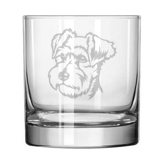 11 oz Rocks Whiskey Old Fashioned Glass Gift Miniature Schnauzer Face