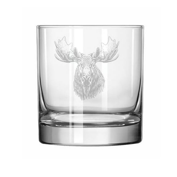 11 oz Rocks Whiskey Old Fashioned Glass Gift Moose Head