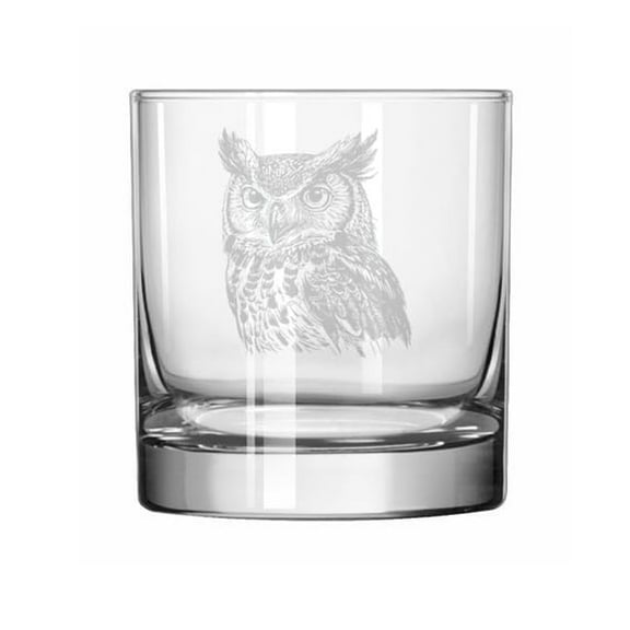 11 oz Rocks Whiskey Old Fashioned Glass Gift Owl Head