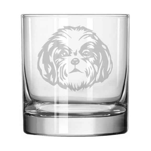 11 oz Rocks Whiskey Old Fashioned Glass Gift Shih Tzu Face