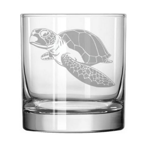 11 oz Rocks Whiskey Old Fashioned Glass Gift Swimming Turtle