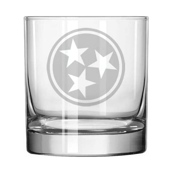 11 oz Rocks Whiskey Old Fashioned Glass Gift Tennessee Flag