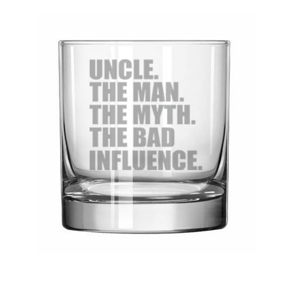 11 oz Rocks Whiskey Old Fashioned Glass Gift Uncle The Man The Myth The Bad Influence Funny For Uncle