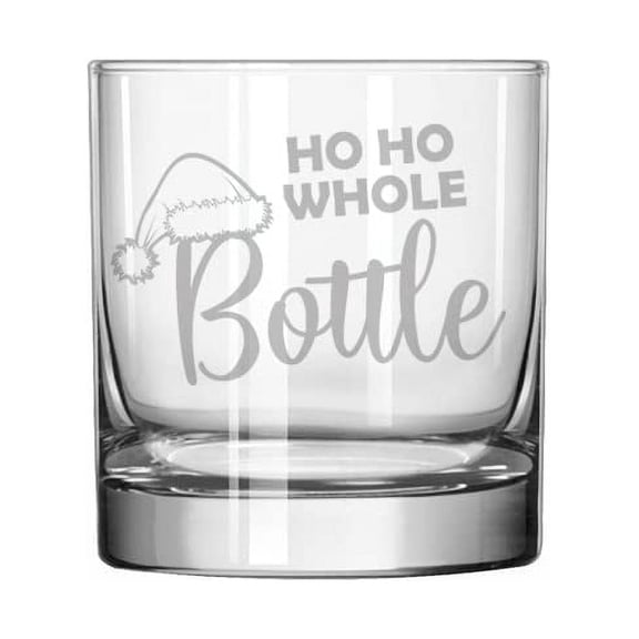 11 oz Rocks Whiskey Old Fashioned Glass Ho Whole Bottle Santa Hat Funny Christmas