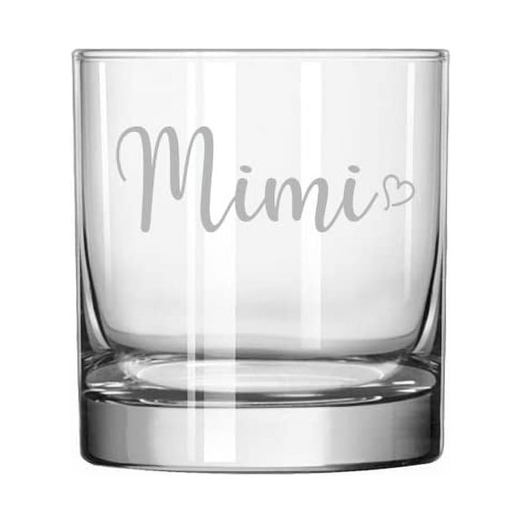 11 oz Rocks Whiskey Old Fashioned Glass Mimi With Heart