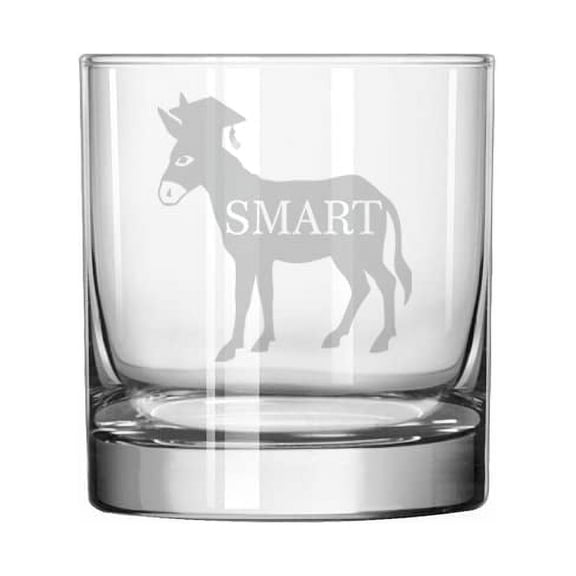 11 oz Rocks Whiskey Old Fashioned Glass Smart Ass Donkey Funny Grad Graduation Gift