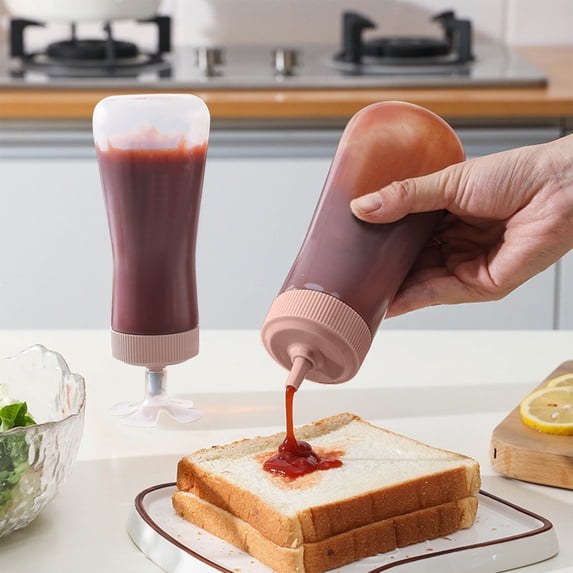 11 oz Squeeze Condiment Bottle with Flip Top Cap and Wide Spout, Food-Grade Plastic Refillable Dispenser for Ketchup, Mustard, Mayo, BBQ Sauce, Oil and Dressing