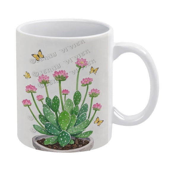 11 oz Succulent Ceramic Mug - Beautiful Design for Home Decor and Plant Enthusiasts