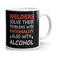 thumbnail image 1 of 11 oz Welder Coffee Mug Solve Their Problems With Rationality Also With Alcohol Craftsman Best Present Ceramic Novelty Tea Cup, 1 of 3