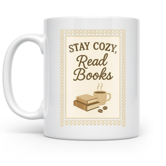 Cozy Book 11 oz Coffee Mug - Dishwasher and Microwave Safe White Ceramic Gift
