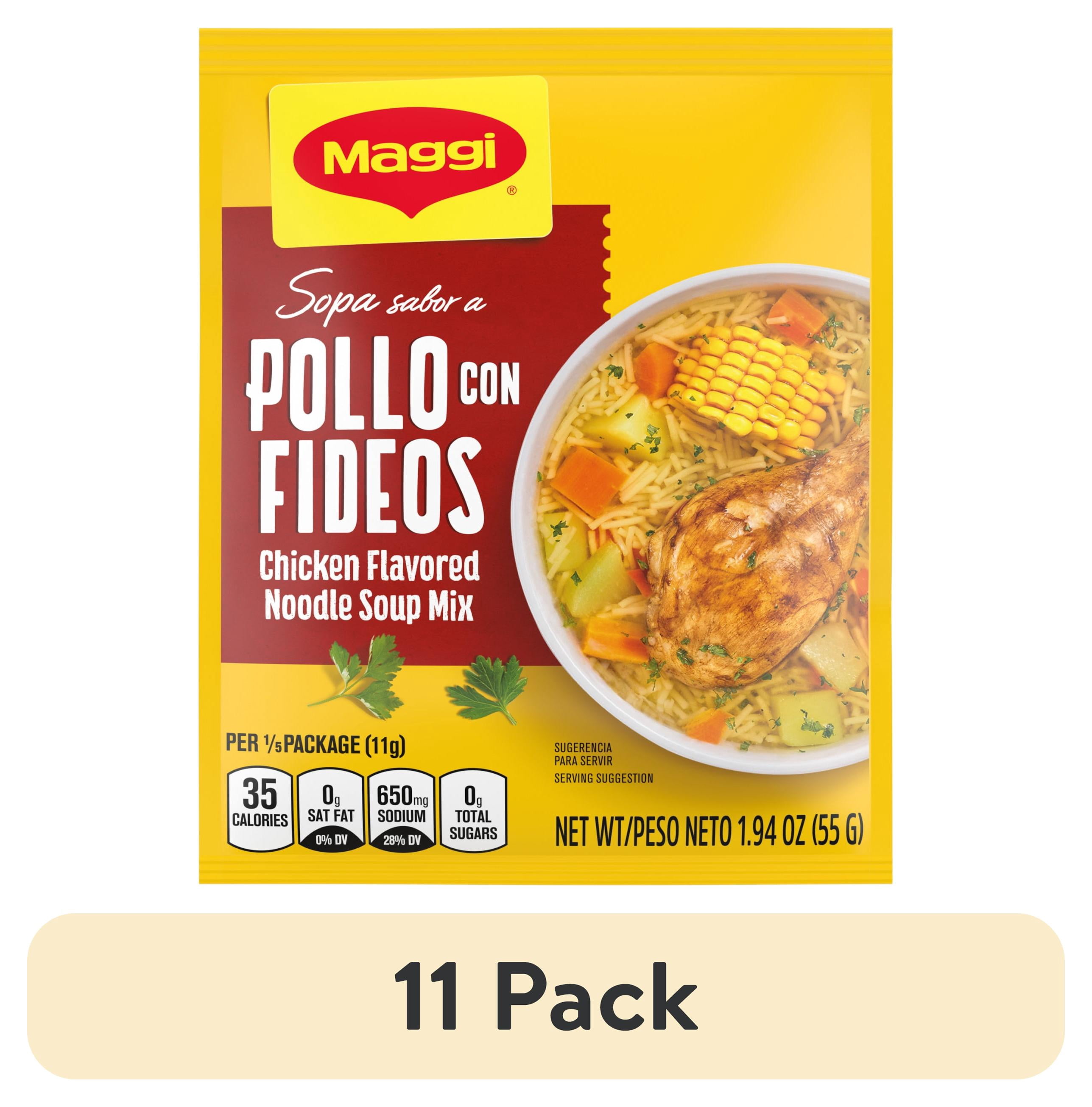(11 pack) Maggi Sopa Sabor A Pollo Con Fideos Chicken Flavored Noodle Soup Mix, Instant Soup Packet, 12 x 1.94oz 1.94 oz