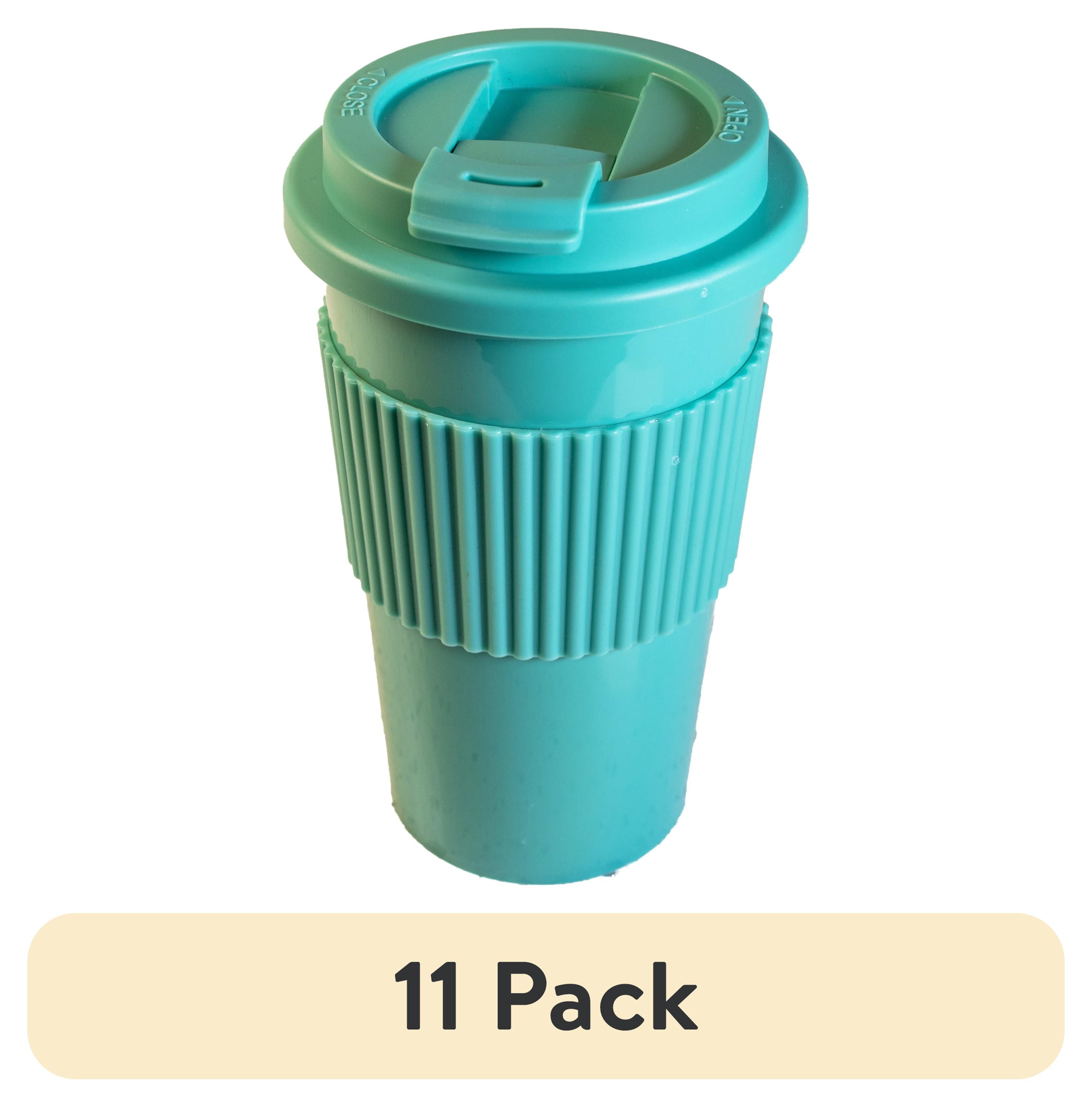 (11 pack) Mainstays 18oz Plastic To Go Coffee Tumbler, Blue Perfect for Your On-The-Go Beverages