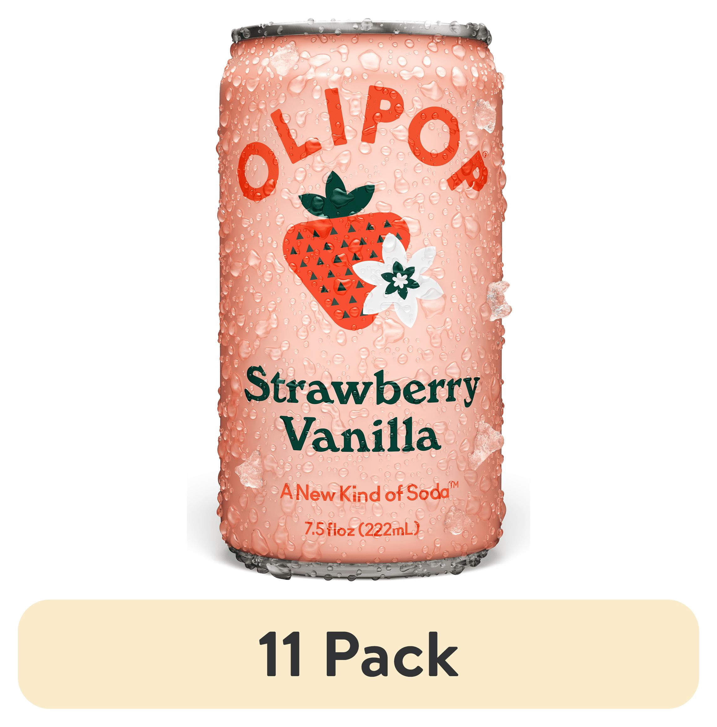 (11 pack) OLIPOP Prebiotic Soda, Strawberry Vanilla, 7.5 fl oz Mini Can