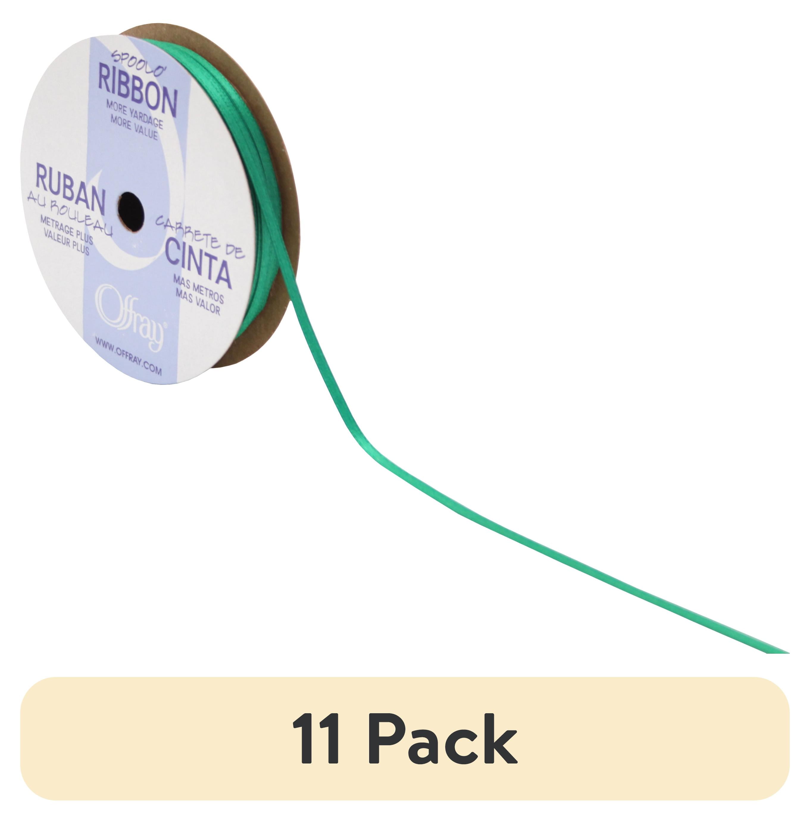 (11 pack) Offray 1/8"x10 Yd Double Face Satin Ribbon-Emerald Green