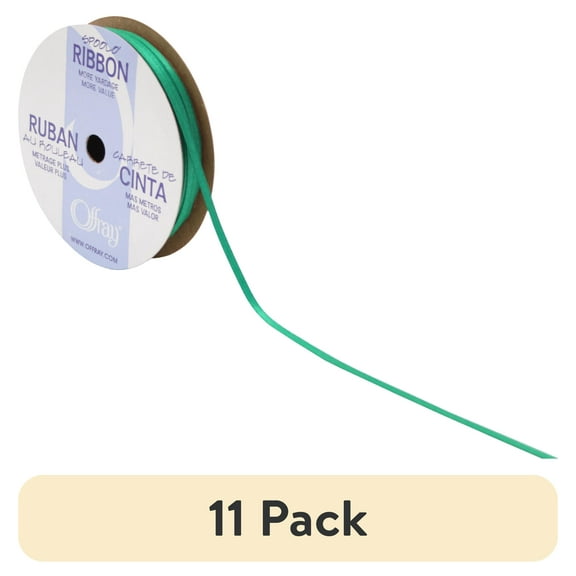 (11 pack) Offray 1/8"x10 Yd Double Face Satin Ribbon-Emerald Green