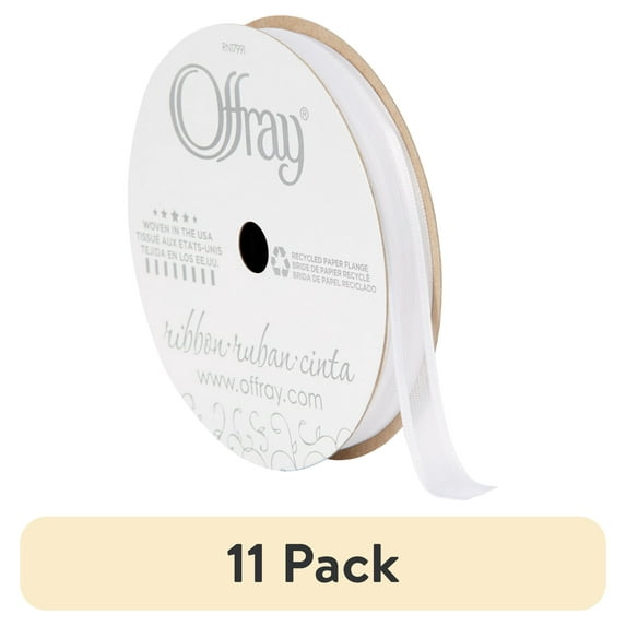 (11 pack) Offray Ribbon, White 5/16 inch Sheer Ribbon for Wedding, Crafts and Gifting, 9 feet, 1 Each