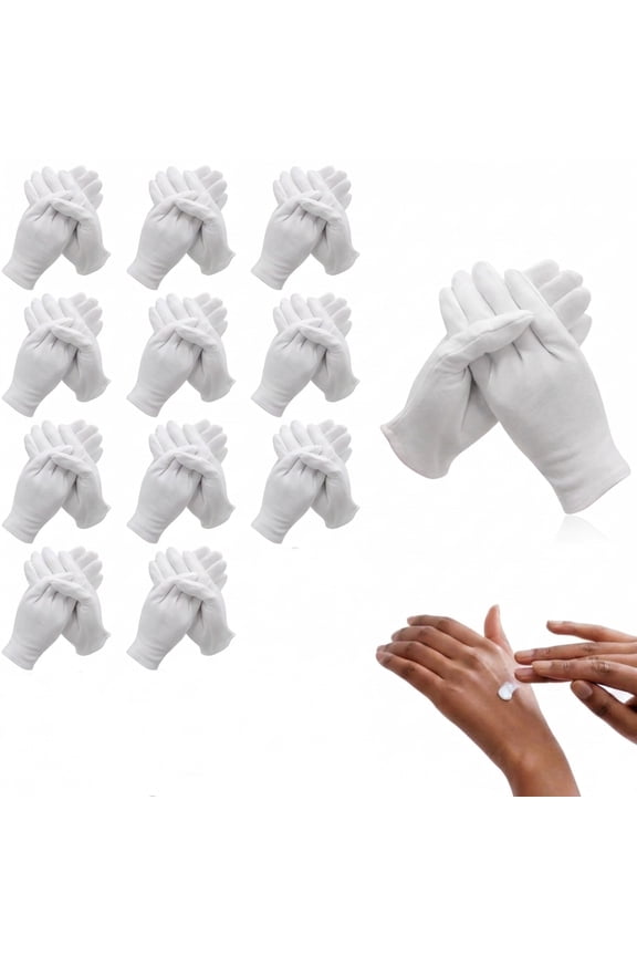 11 Pairs White Cotton Gloves Stretch Moisturizing Sleep Gloves SPA Inspection Costume Gloves for Men Women