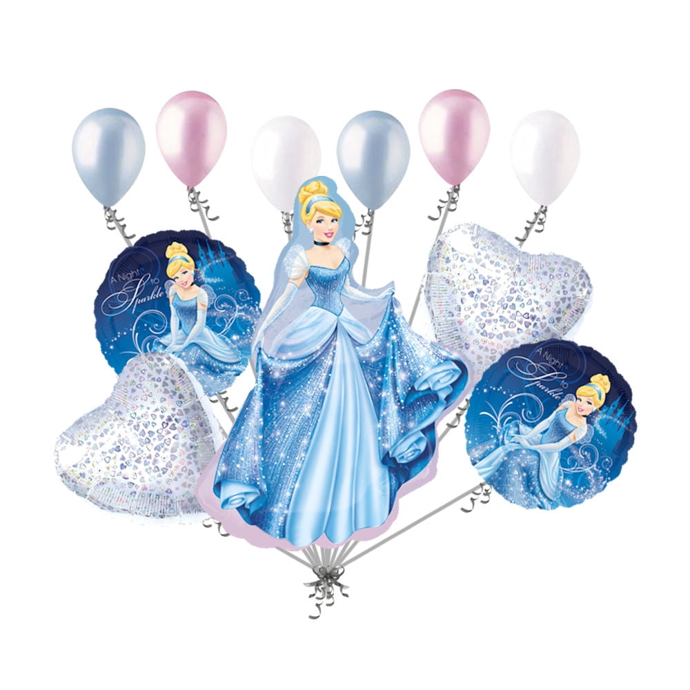 JECKAROONIE 11 pc Cinderella Sparkles Balloon Bouquet Decoration Disney Princess Birthday