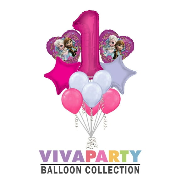 11 pc Disney Frozen Heart Balloon Bouquet 1st Birthday Party Decoration Elsa Anna Birthday