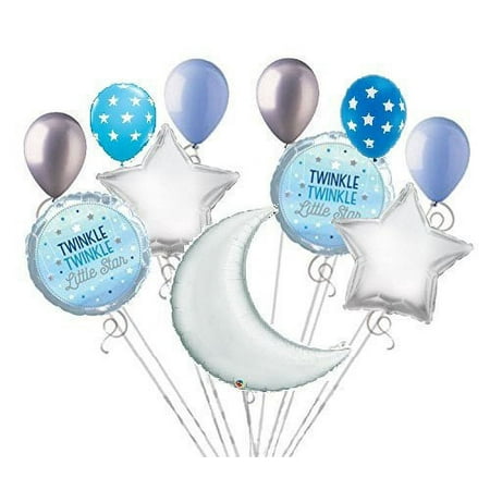 11 pc Twinkle Little Star Baby Boy Balloon Bouquet Party Decoration Shower Blue
