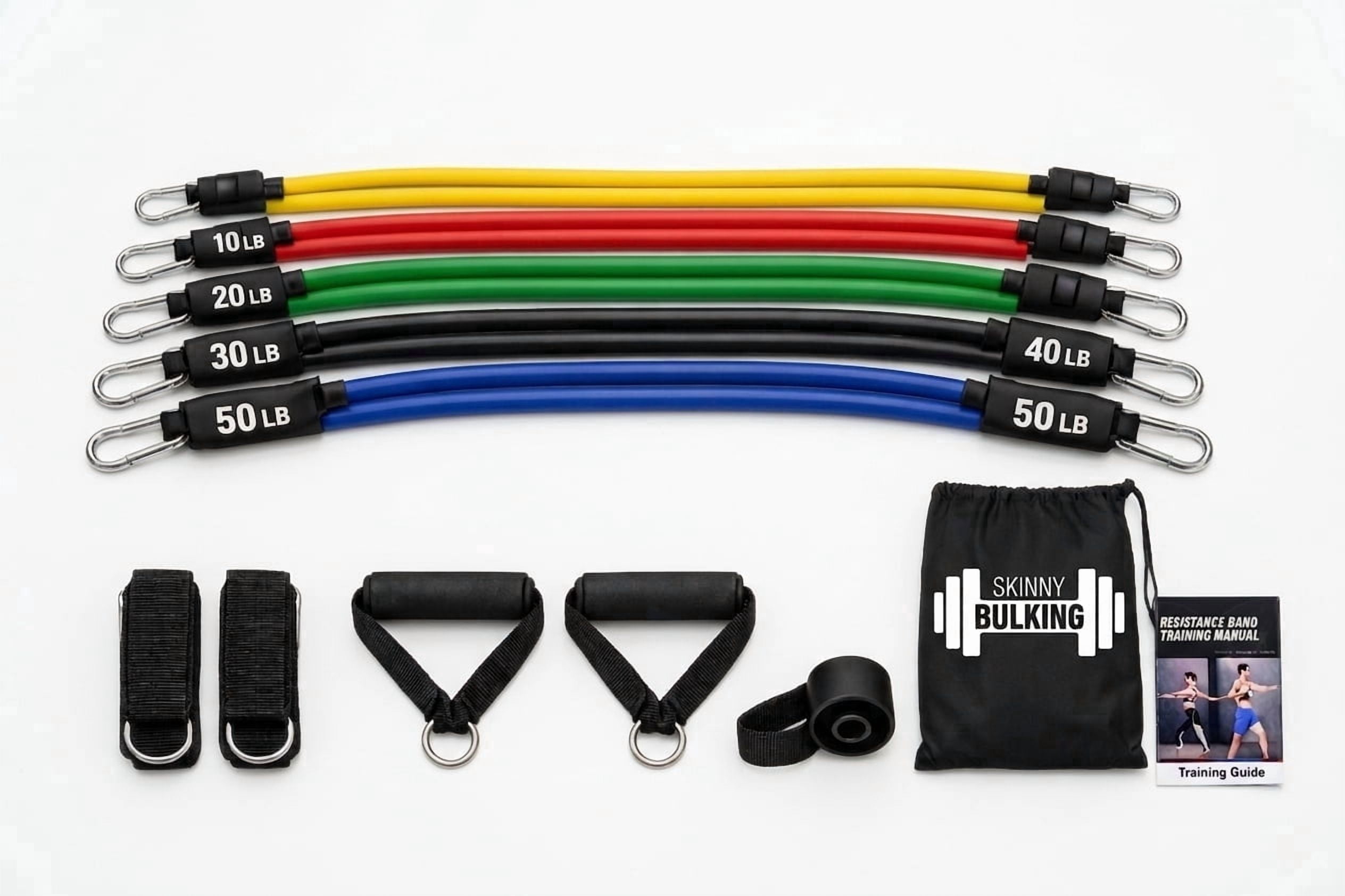 11‑Piece Resistance Bands Set (30–50 lb) – Durable Elastic Bands for Rehab, Physical Therapy & Mobility
