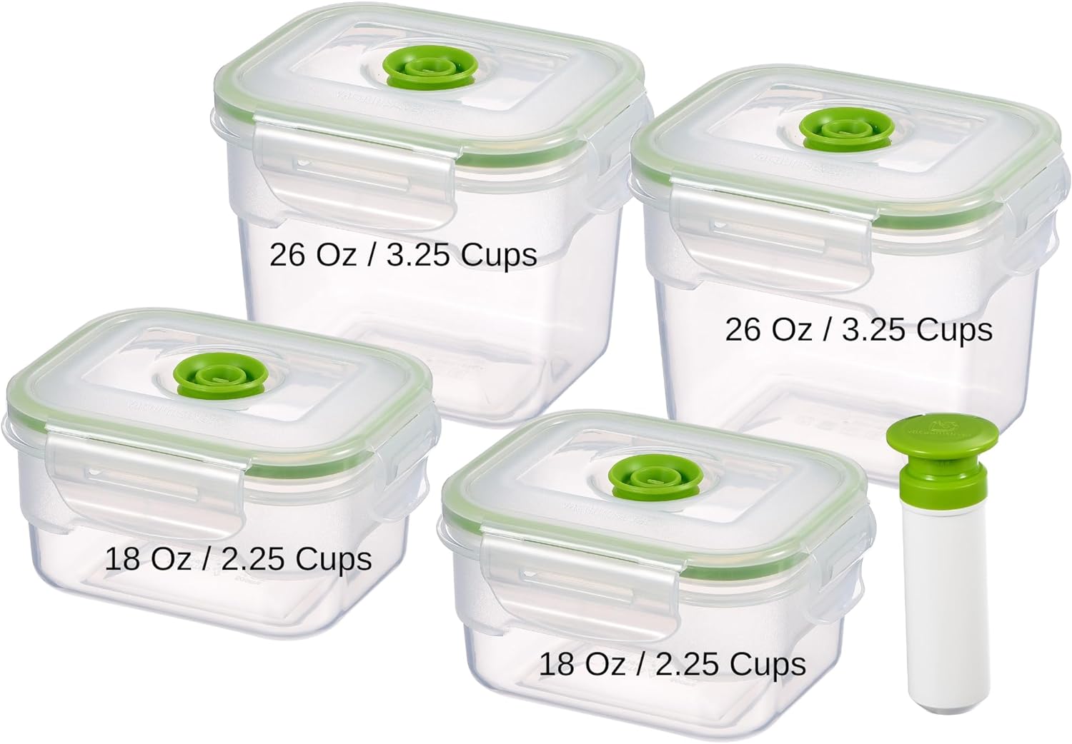 9 Piece Clear Plastic Food Storage Containers Vacuum Seal, Airtight