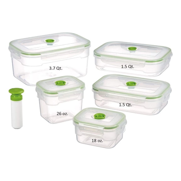 11 piece Vacuum Seal Food Storage Containers with Vacuum Pump, Airtight and Leak Proof, Vacuum Sealed Food Storage Containers, Meal Prep Containers, Keep Food Fresh up to 5 X Longer