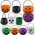 thumbnail image 1 of 11 piece set of mini plastic pumpkin buckets, Halloween party supplies, suitable for children, trick or treat, pumpkin jars, ghost buckets, witch buckets, ghost festival skeleton buckets, decorations, 1 of 15