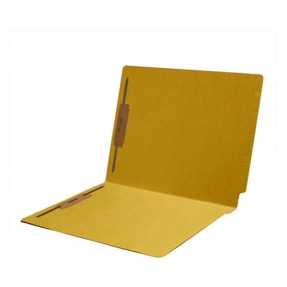 11 pt Color Folders, Full Cut 2-Ply End Tab, Letter Size, Fastener Pos #1 & #3, Yellow (Carton of 250)