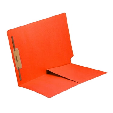 11 pt Orange Folders, Full Cut End Tab, Letter Size, 1/2 Pocket Inside Front, Fastener Pos #1 (Box of 50)