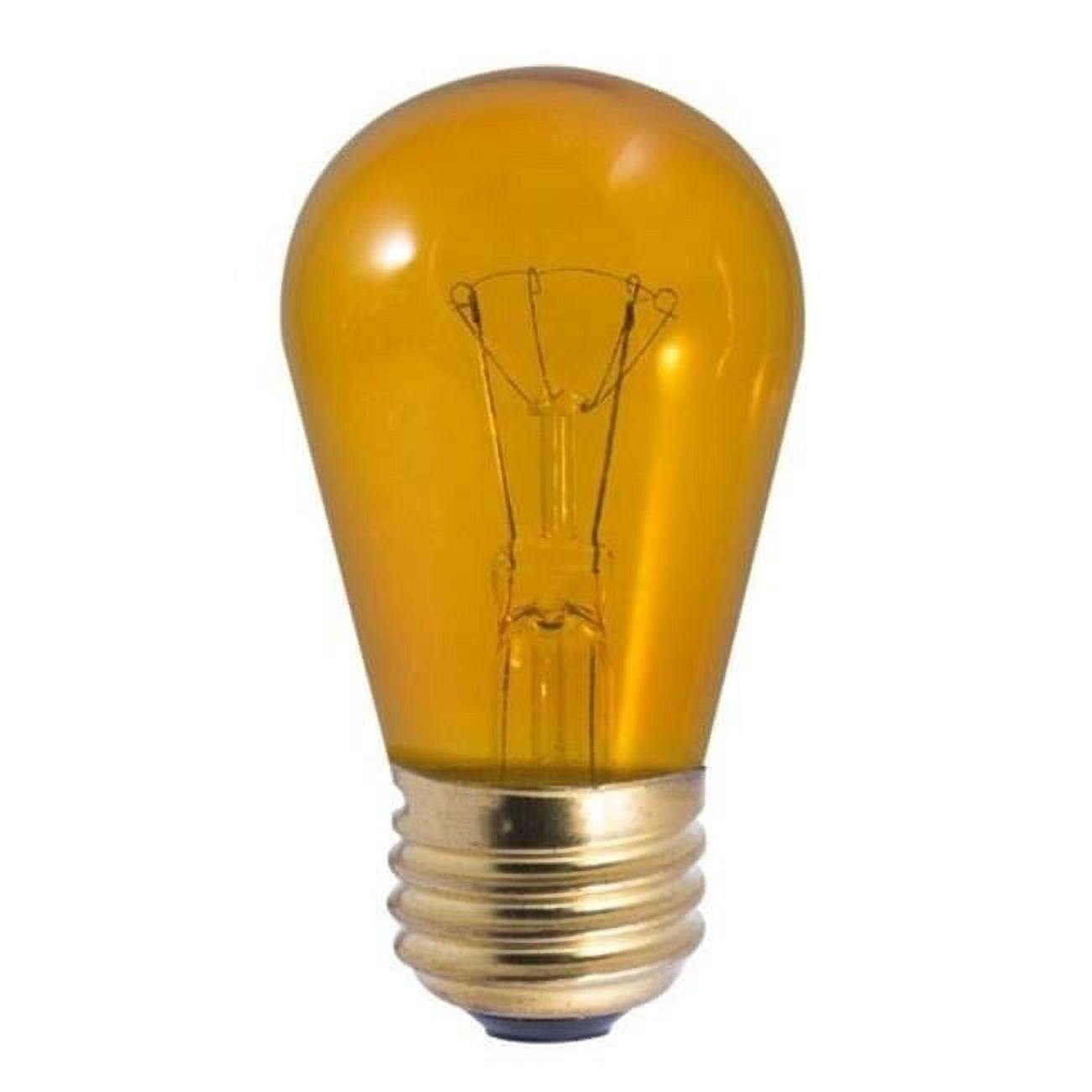 11 watt Dimmable S14 Incandescent Light Bulbs with Medium E26 Base, Transparent Amber - Pack of 25