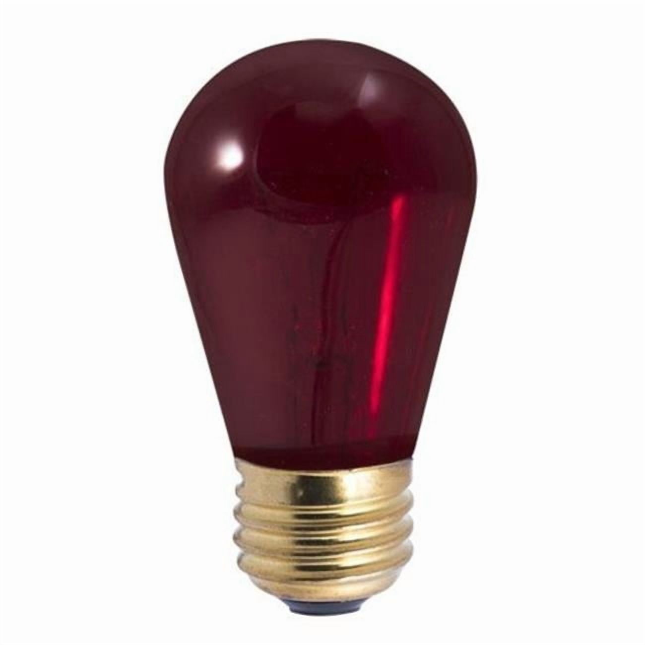 11 watt Dimmable S14 Incandescent Light Bulbs with Medium E26 Base, Transparent Red - Pack of 25