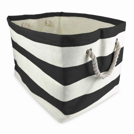 11 x 10 x 9 in. Stripe Paper Rectangle Storage Bin, Black - Small