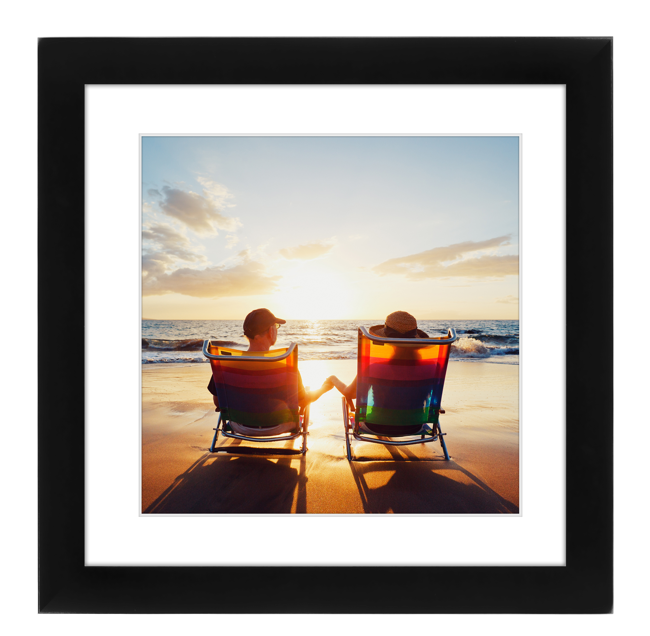 11 x 11 Black Picture Frame Displays Photos 8 x 8 with Mat