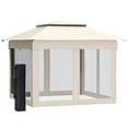 thumbnail image 1 of 11' x 11' Pop Up Canopy, Outdoor Patio Gazebo Shelter with Removable Zipper Netting, Instant Event Tent with 121 sq.ft Shade and Carry Bag for Backyard, Garden, Base 10x10, Beige, 1 of 8