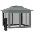 thumbnail image 1 of 11' x 11' Pop Up Canopy, Outdoor Patio Gazebo Shelter with Removable Zipper Netting, Instant Event Tent w/ 114 Square Feet of Shade and Carry Bag for Backyard, Garden, Dark Gray, 1 of 9
