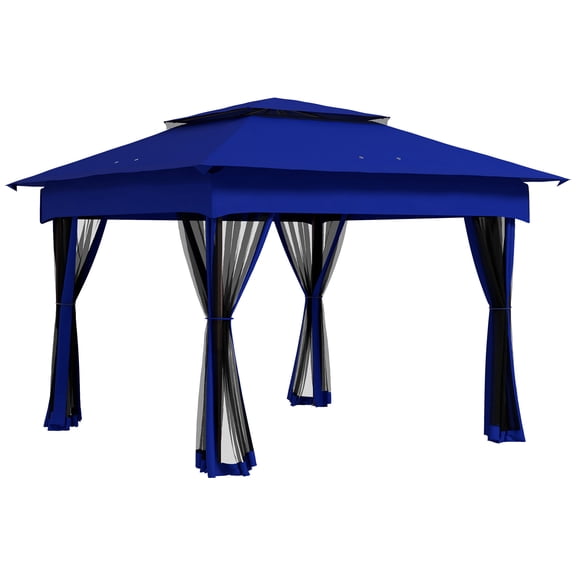 11 x 11 Pop Up Canopy with Removable Zipper Netting, Outdoor Patio Gazebo Shelter, Instant Event Tent with 114 Sq Ft Shade and Carry Bag for Backyard Garden, Blue