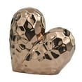 thumbnail image 1 of 11" x 11" Rose Gold Ceramic Dimensional Angled Origami Inspired Heart Sculpture with Faceted Exterior, by DecMode, 1 of 7