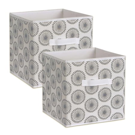11 x 11 x 11 in. Nonwoven Starburst Square Polyester Storage Cube, Grey - Set of 2