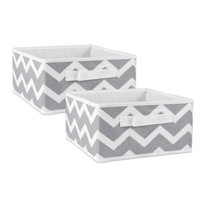 Chevron Gray Collapsible Fabric Storage Cube for Kids - Set of 2