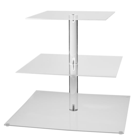 11" x 12" Clear Square 3-Tier Acrylic Treat Stand by Celebrate It