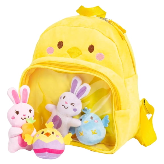 11" x 12" Easter Whimsy Yellow Chick Backpack with Stuffed Characters Set - 5 Pc.