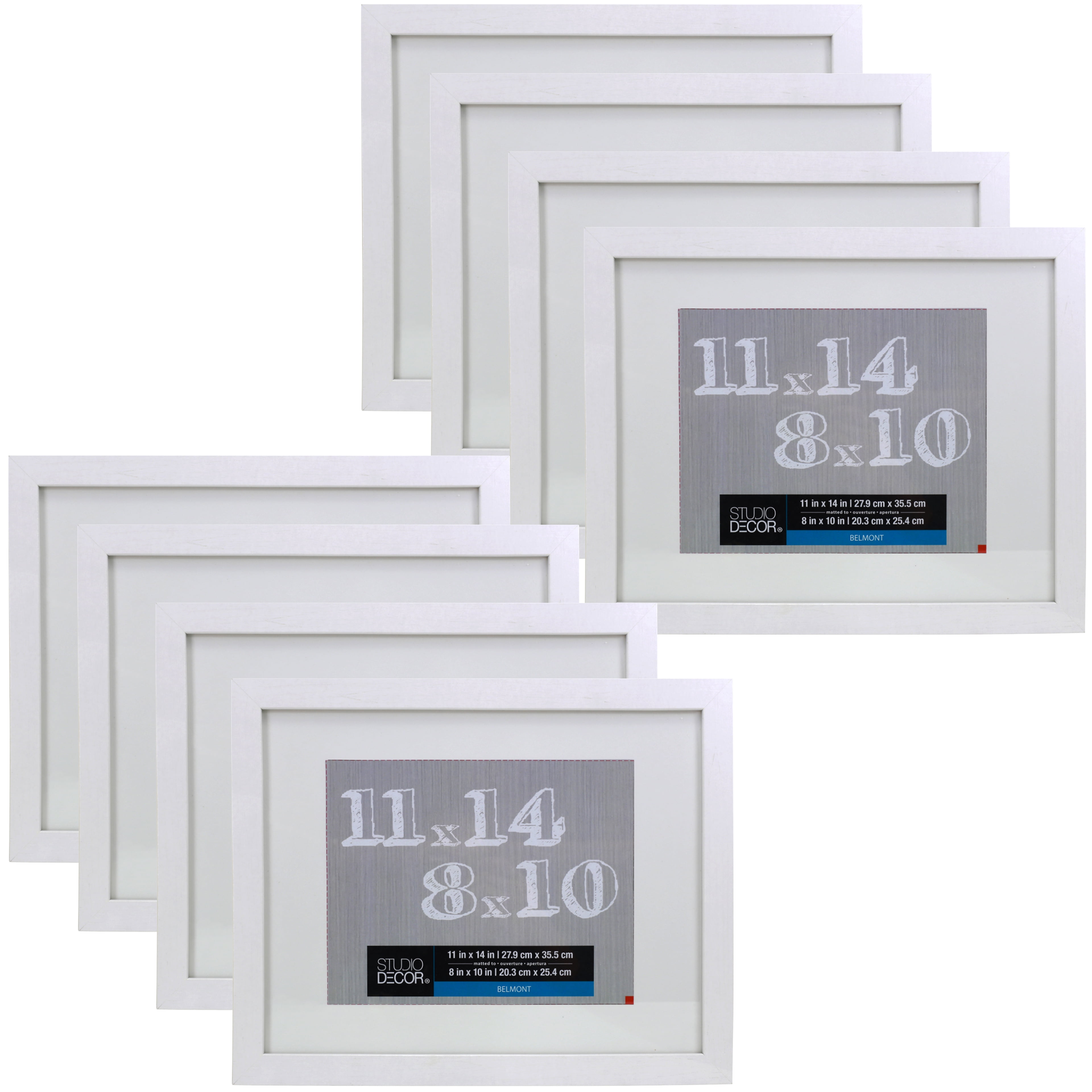 11" x 14" White MDF Picture Frame Set with Mat, Pack of 8