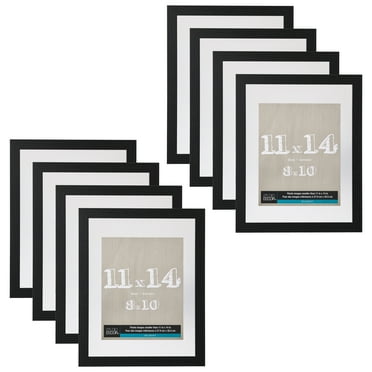 11" x 14" Black Belmont Float Picture Frame with 8" x 10" Mat by Studio Décor - Pre-attached Hanging Hardware - Horizontal or Vertical - MDF - Bulk 8 Pack