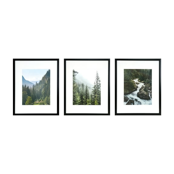 11"x 14" Black Gallery Picture Frame with Mat by Studio Decor - Includes Pre-attached Hanging Hardware - Horizontal or Vertical Display - 3 Pack
