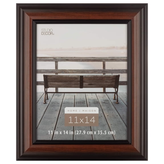 Studio Decor 11" x 14" Brown & Black Frame Picture Frame - Includes Pre-attached Hanging Hardware, Horizontal or Vertical Display - Plastic, 1 Pack