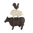 thumbnail image 1 of 11" x 14" Brown Polystone Stacked Farm Animals Sculpture with Cream Accent, by DecMode, 1 of 14